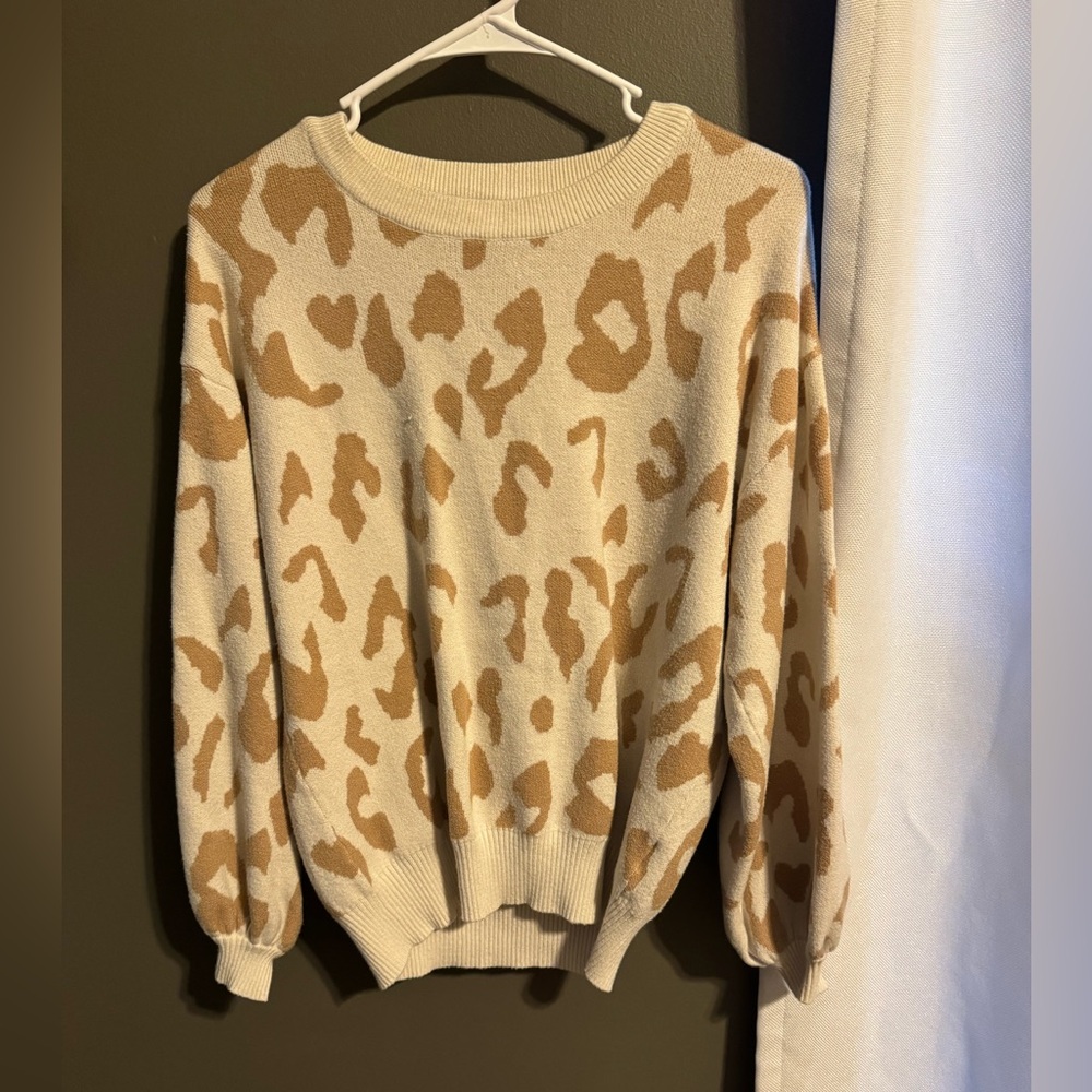 Cheetah Cream and Tan Sweater